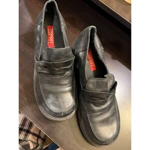 espirit Black Platform Slip On Leather Shoes Women's Size 10